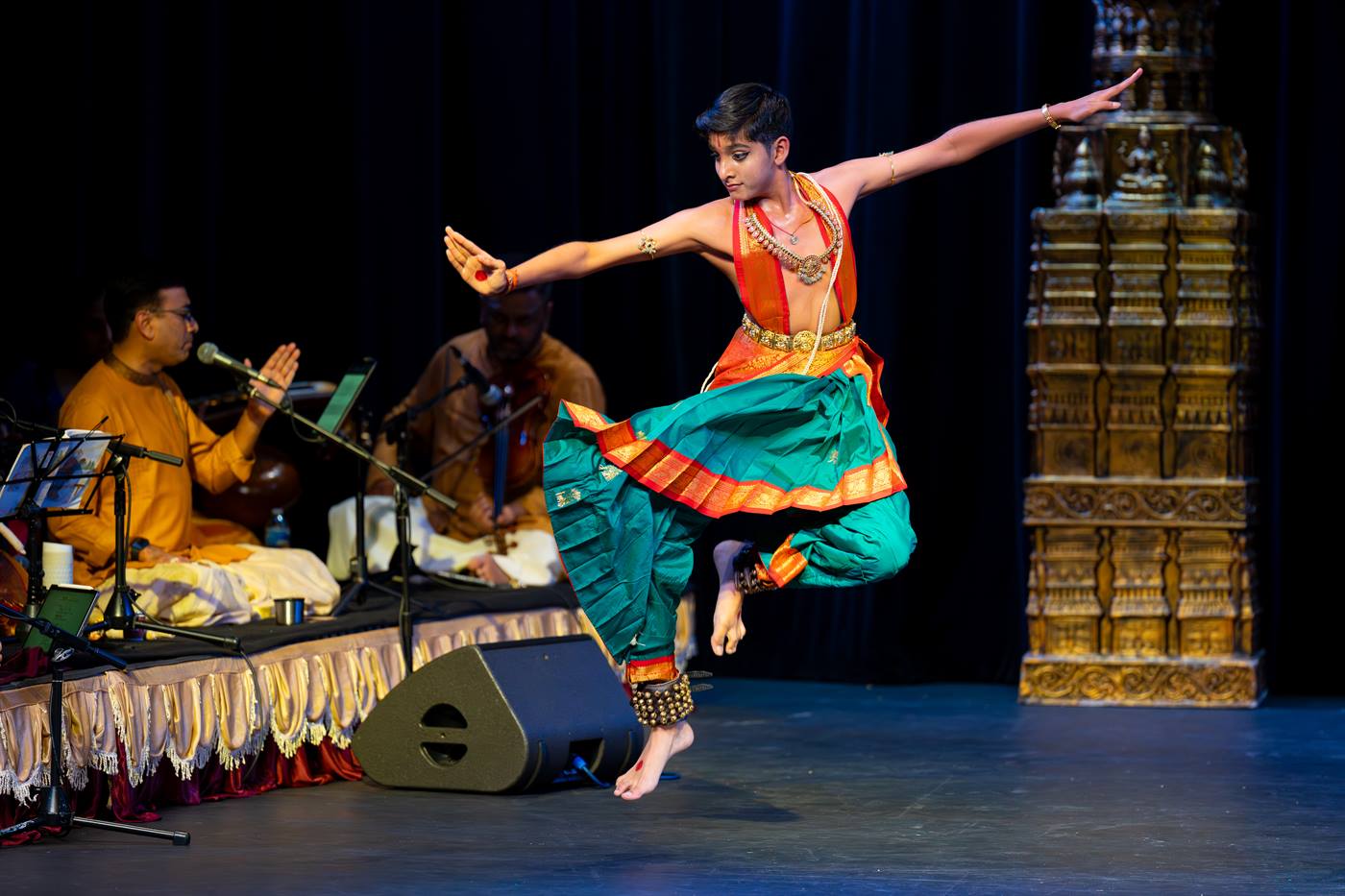 Advanced Kuchipudi brass plate dance and stagecraft practice
